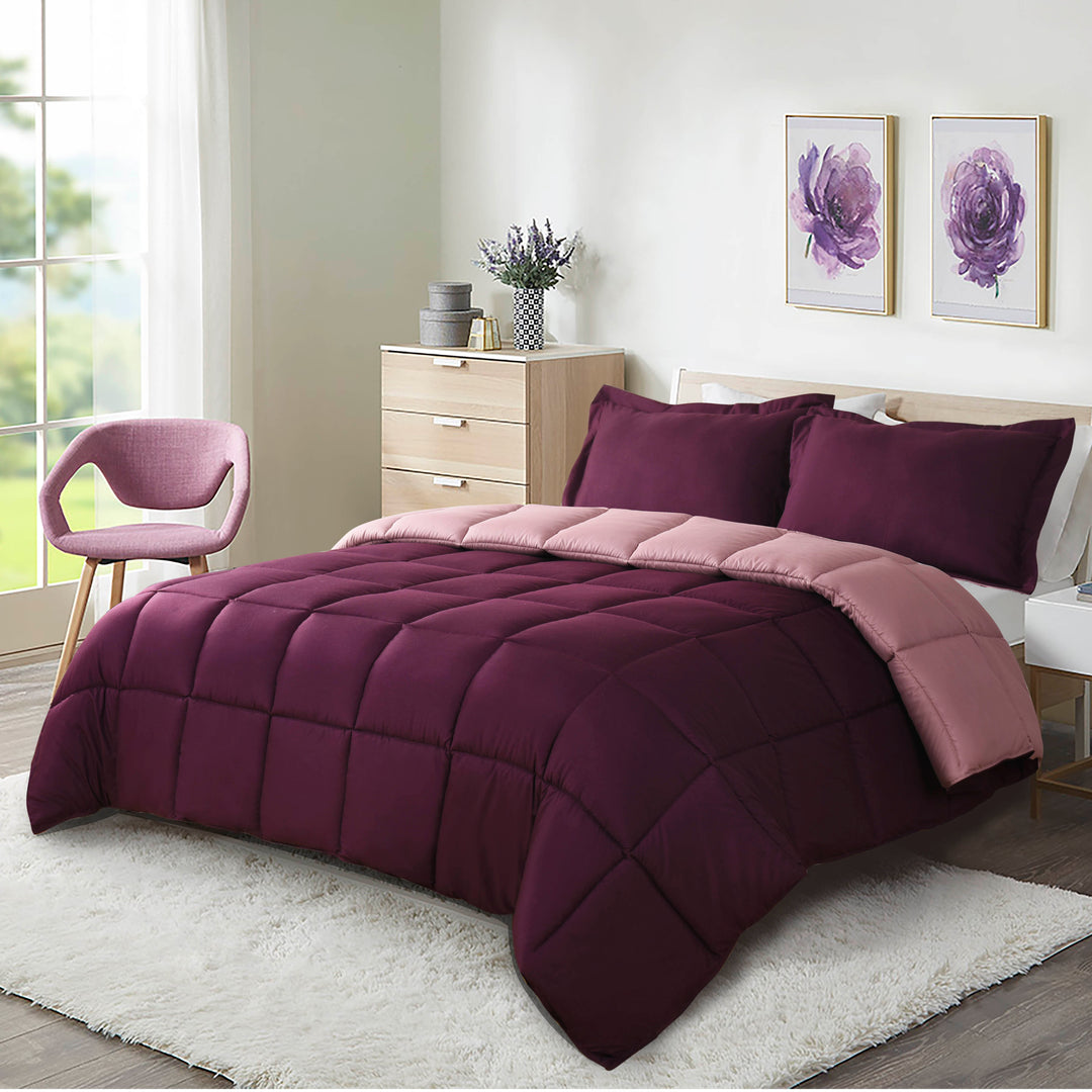 Plum Color All Season Lightweight Down Alternative Comforter Set
