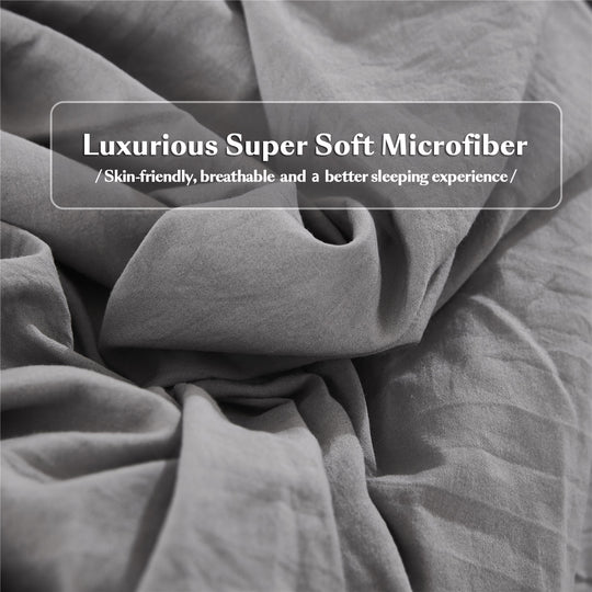 3 Piece Pinch Pleated Comforter Set Queen - Gray and White Chic Embroidery Farmhouse Style Bedding Set