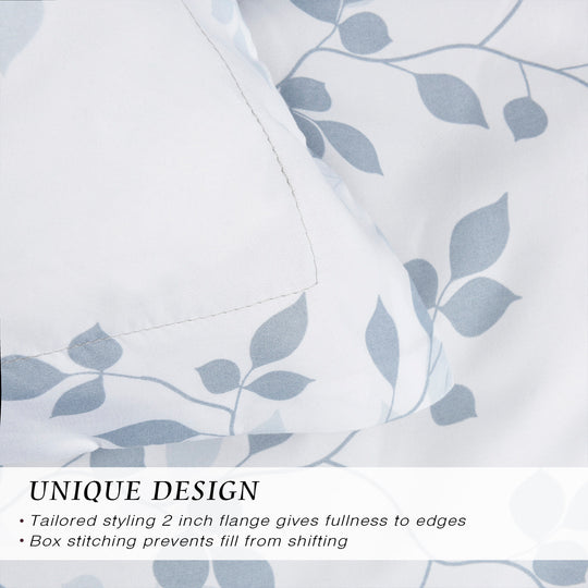 HIG 3 Pieces Botanical Printed Comforter Set with Tree Branches and Leaves, King