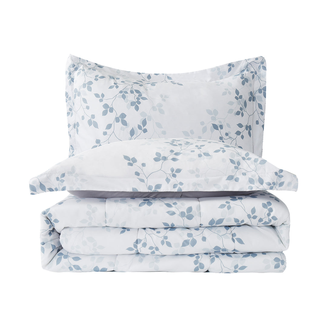 HIG 3 Pieces Botanical Printed Comforter Set with Tree Branches and Leaves, King