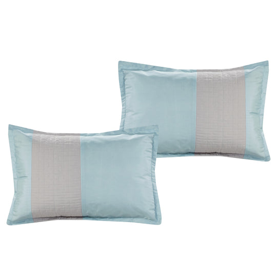 7 Piece Luxurious Quilted Gray and Aqua Patchwork Comforters Bed in a Bag Queen King Bedding Set