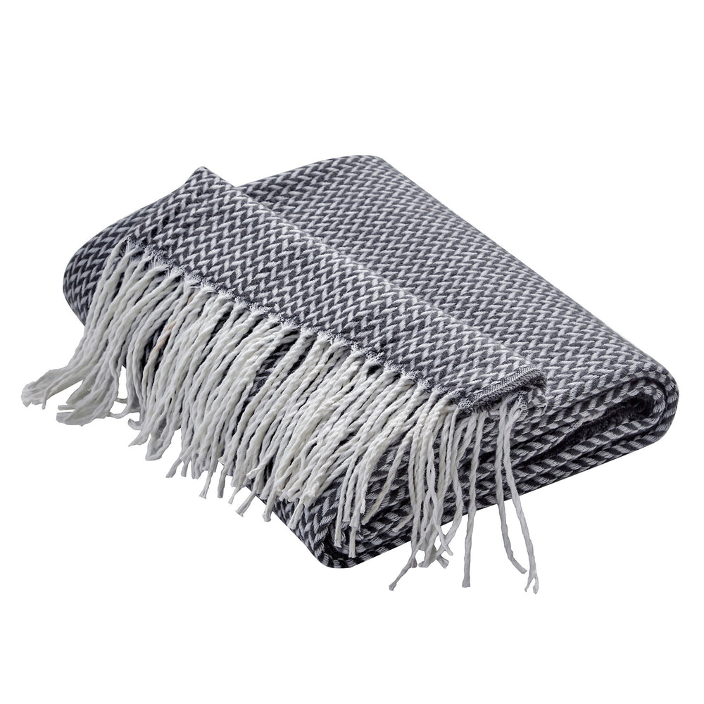 1 Piece Knitted Throw Blanket with Decorative Tassels for Couch Sofa Chair, Rustic Yarn-Dye Woven Blanket with Geometric Pattern