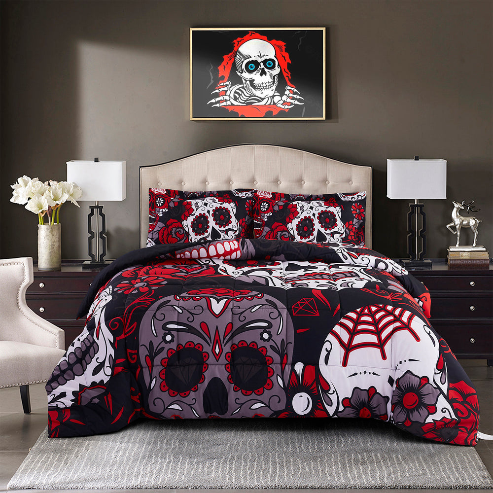 3D Reactive Print Skull All Season Comforter Set Twin-S8