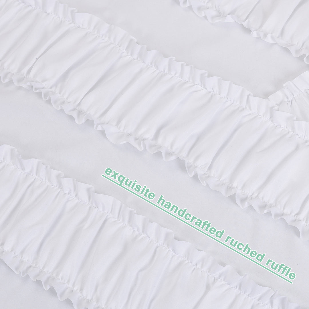 5 Piece Oversize Solid White Handmade Ruffle Comforter Set