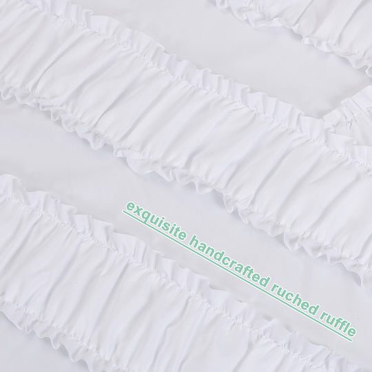 5 Piece Oversize Solid White Handmade Ruffle Comforter Set