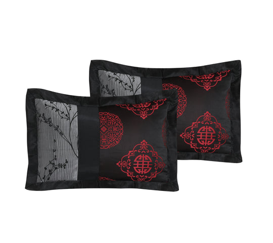 7-Piece Classic Branch Black Bed-in-a-bag - Patchwork Design Comforter Set-Shangrula