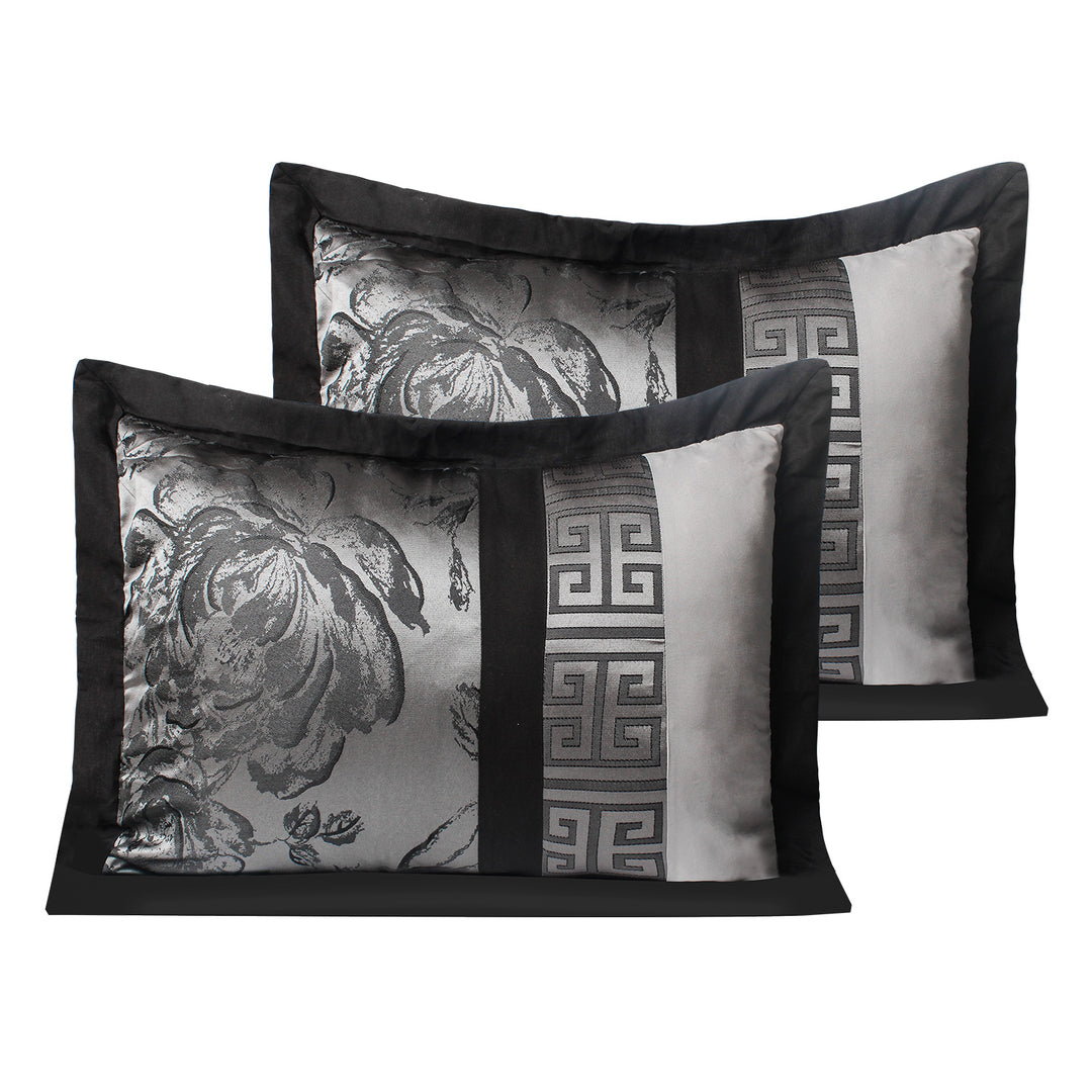 8 Piece Jacquard Fabric Patchwork Comforter Set Bed In A Bag-Tang