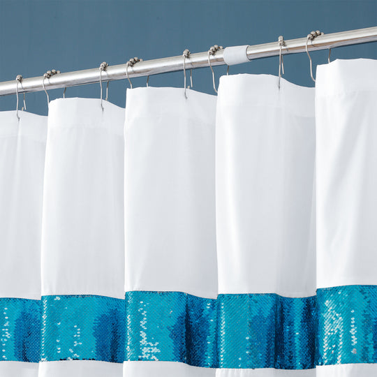 HIG Luxurious Modern Unique Sequins Embroidered Cloth Fabric Shower Curtain 72x72 Extra Long Bathroom Curtain