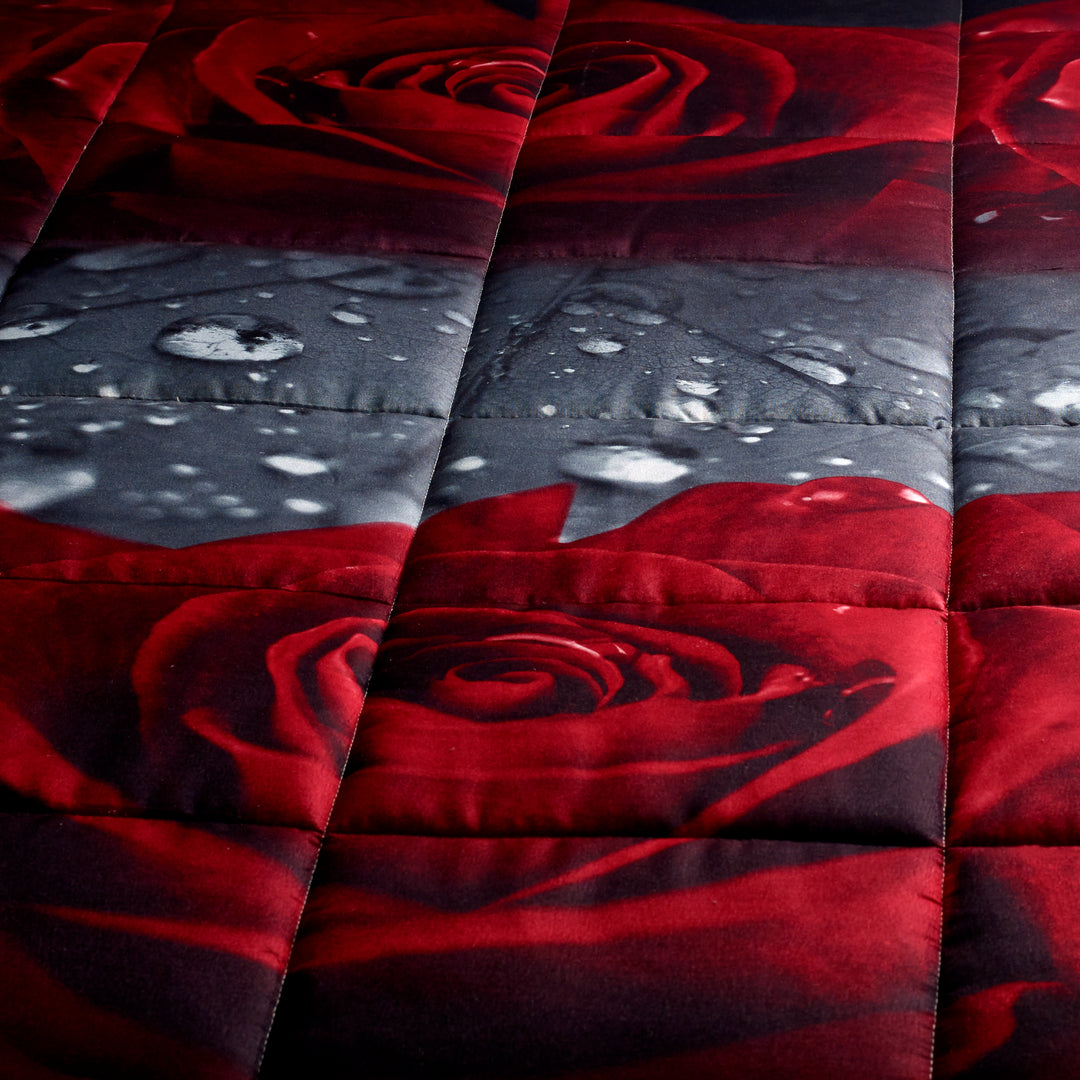 3D Print Red Rose Love All Season Comforter Set-Y28