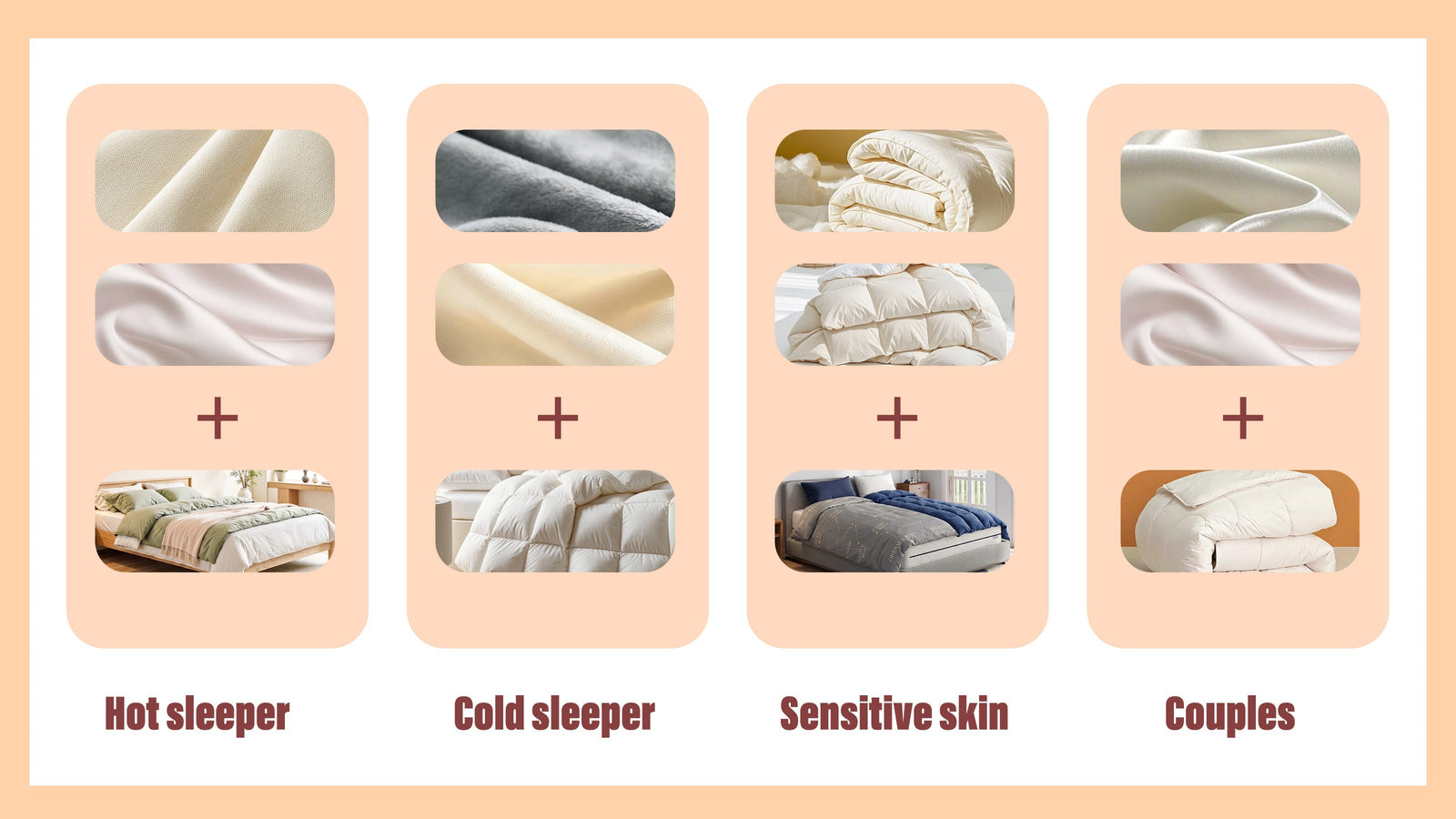 Bedding recommendations for hot sleepers, cold sleepers, sensitive skin and couples