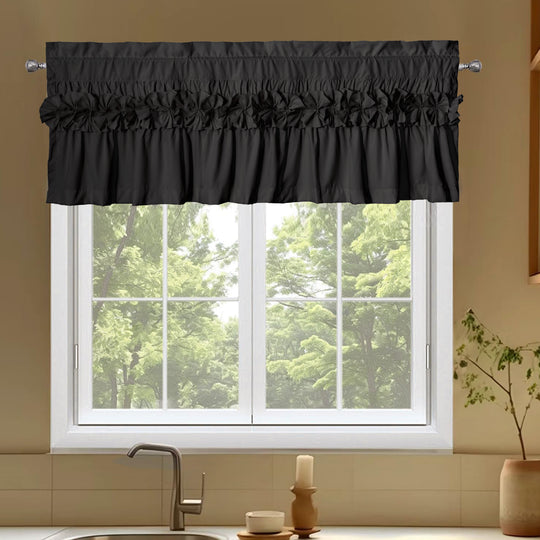 Handcrafted Bow Tie Blackout Ruffle Window Curtain Valances for Windows/Bathroom/Living Room/Bedroom (Set of 2)
