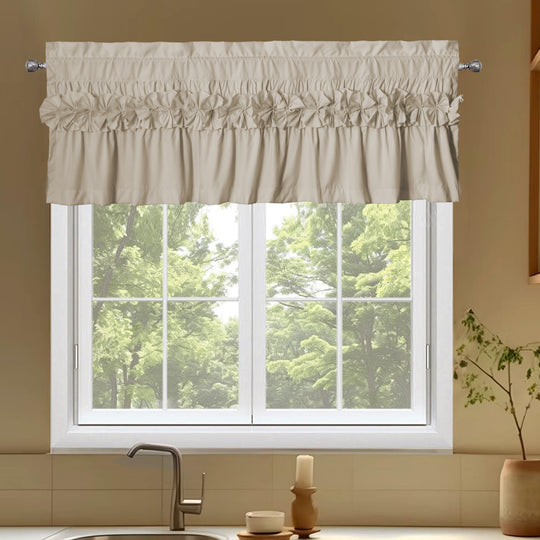 Handcrafted Bow Tie Blackout Ruffle Window Curtain Valances for Windows/Bathroom/Living Room/Bedroom (Set of 2)