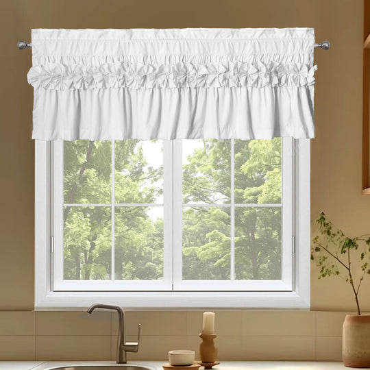Handcrafted Bow Tie Blackout Ruffle Window Curtain Valances for Windows/Bathroom/Living Room/Bedroom (Set of 2)