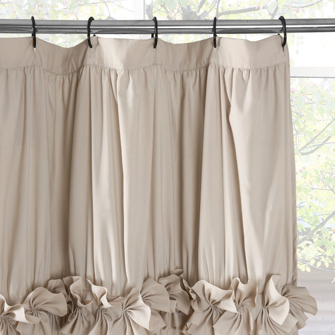 Luxurious Farmhouse Unique Pleated Cloth Fabric Shower Curtain 72x72 Extra Long Bathroom Curtain