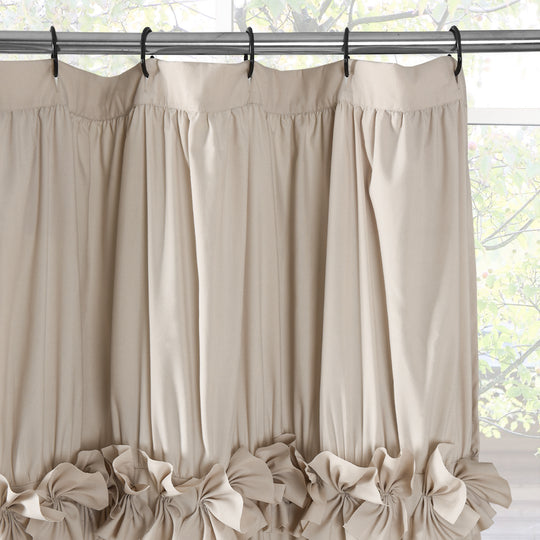 Luxurious Farmhouse Unique Pleated Cloth Fabric Shower Curtain 72x72 Extra Long Bathroom Curtain