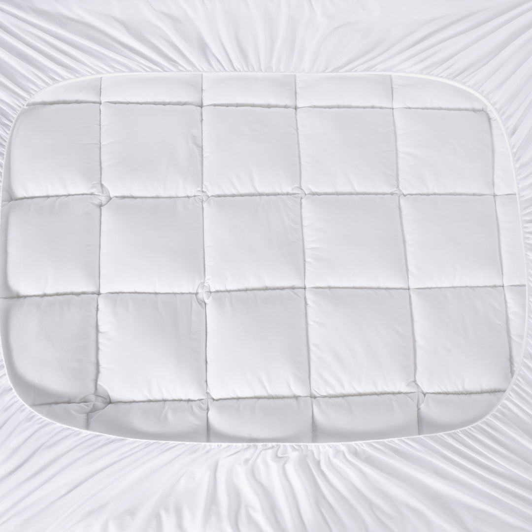 HIG Breathable Cotton Mattress Pad King Size, Fluffy Fitted Mattress Cover Protector with 8-21" Deep Pocket, Thick Quilted Pillow Top Mattress Topper for Back Pain, White