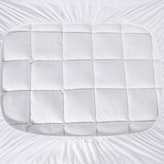 HIG Breathable Cotton Mattress Pad King Size, Fluffy Fitted Mattress Cover Protector with 8-21" Deep Pocket, Thick Quilted Pillow Top Mattress Topper for Back Pain, White