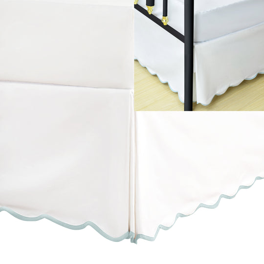 Easy Fit Scallop Edge Pleated Bedskirt, 18.5 Inch Drop Anti-Slip Dust Ruffle