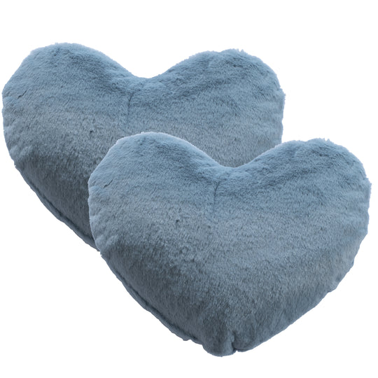 2 Pack Heart Shaped Throw Pillows, Love Decorative Pillow Gifts, Ultra Soft Faux Rabbit Fur Cute Pillows for Women Girls Kids Bedroom Decor