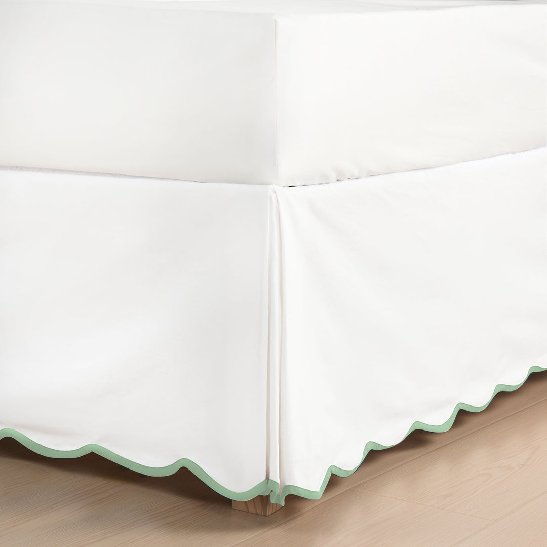 Easy Fit Scallop Edge Pleated Bedskirt, 14 Inch Drop Anti-Slip Dust Ruffle
