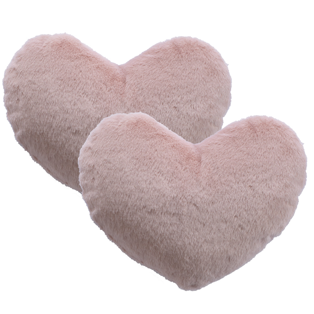 2 Pack Heart Shaped Throw Pillows, Love Decorative Pillow Gifts, Ultra Soft Faux Rabbit Fur Cute Pillows for Women Girls Kids Bedroom Decor