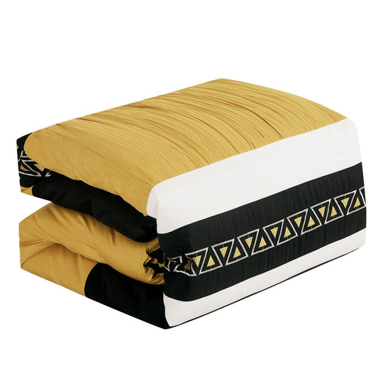 7 Piece Yellow and Black Embroidered Comforters Bedding Set