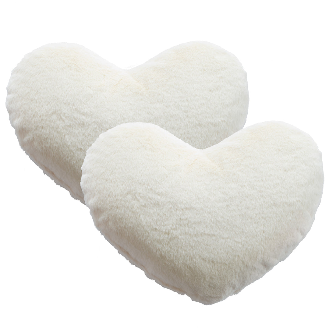 2 Pack Heart Shaped Throw Pillows, Love Decorative Pillow Gifts, Ultra Soft Faux Rabbit Fur Cute Pillows for Women Girls Kids Bedroom Decor