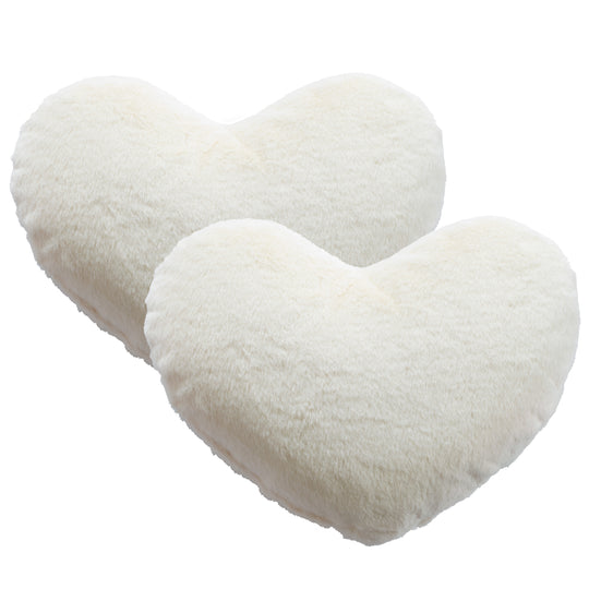2 Pack Heart Shaped Throw Pillows, Love Decorative Pillow Gifts, Ultra Soft Faux Rabbit Fur Cute Pillows for Women Girls Kids Bedroom Decor