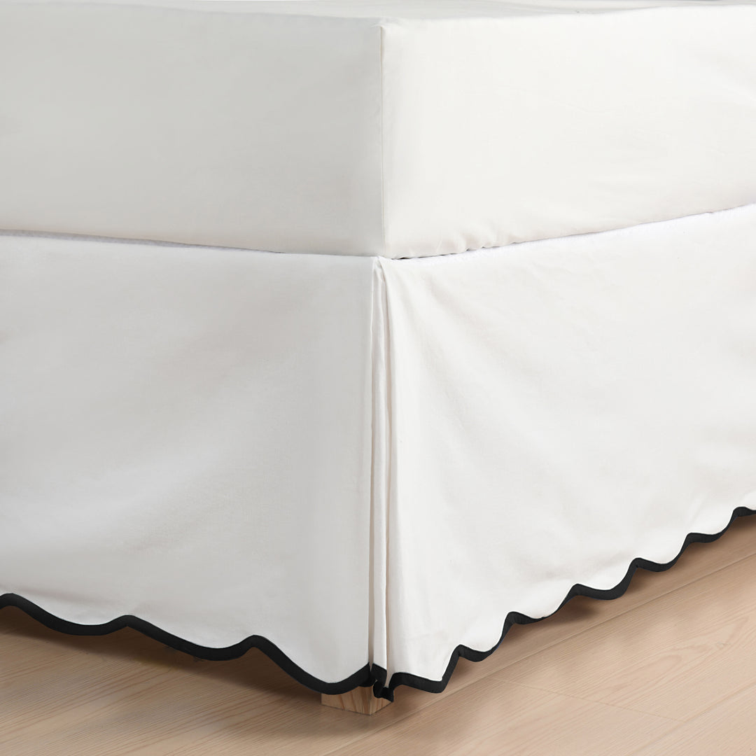 Easy Fit Scallop Edge Pleated Bedskirt, 14 Inch Drop Anti-Slip Dust Ruffle