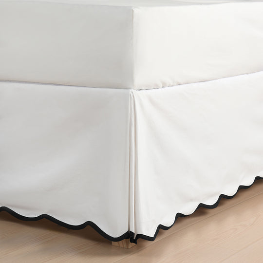 Easy Fit Scallop Edge Pleated Bedskirt, 14 Inch Drop Anti-Slip Dust Ruffle