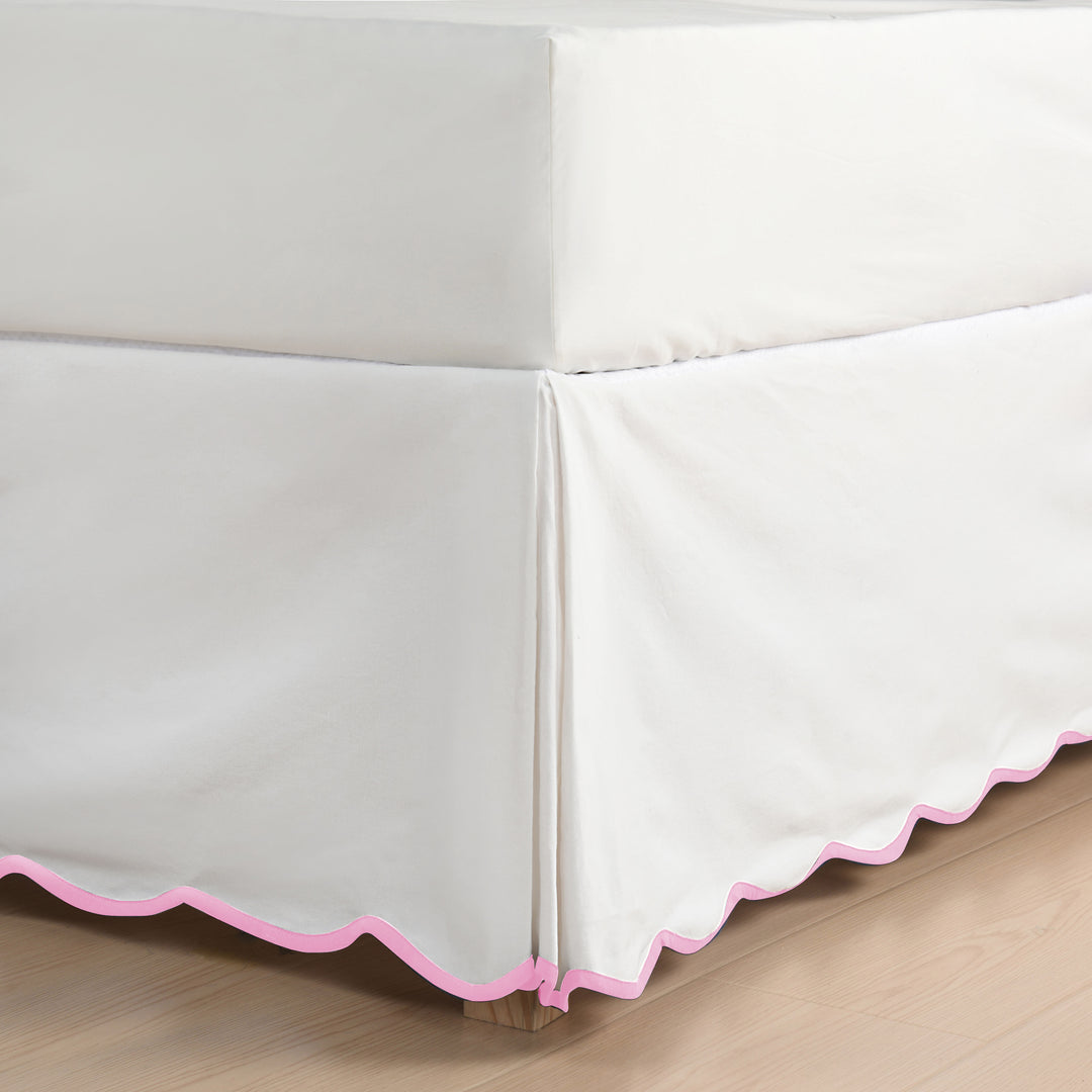Easy Fit Scallop Edge Pleated Bedskirt, 14 Inch Drop Anti-Slip Dust Ruffle