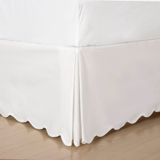 Easy Fit Scallop Edge Pleated Bedskirt, 14 Inch Drop Anti-Slip Dust Ruffle