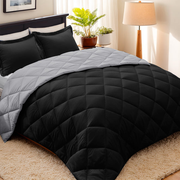 3-Piece Reversible Down Alternative Comforter Set, All Season Soft Duvet Insert