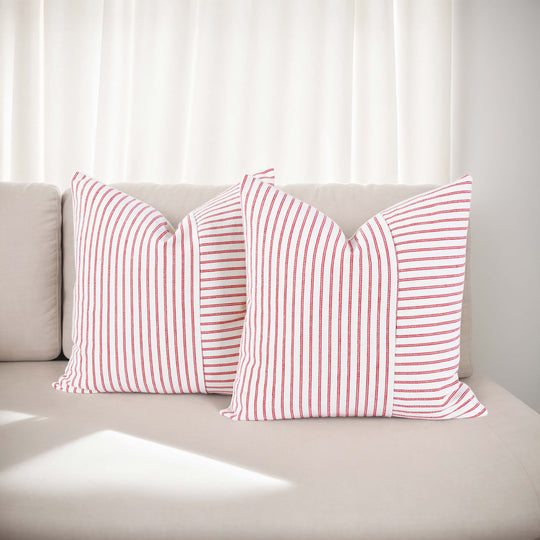 Closeout - Striped Linen Throw Pillow Covers - Set of 2, 18"x18",N60004