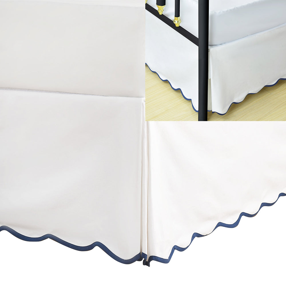 Easy Fit Scallop Edge Pleated Bedskirt, 18.5 Inch Drop Anti-Slip Dust Ruffle