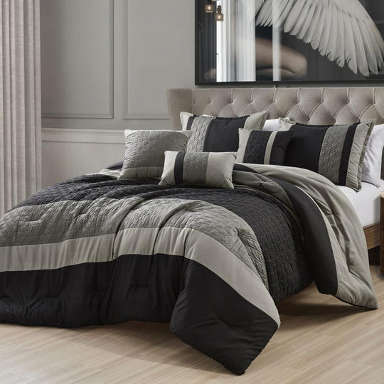 Closeout - 6 Piece Luxury Patchwork Comforter Set, 22730