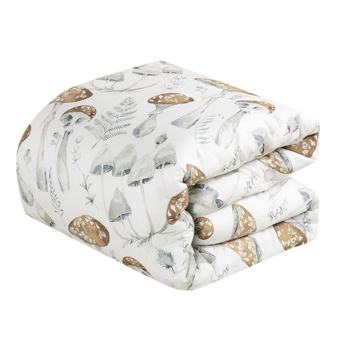 Closeout - 6 Piece Brown Mushroom Print Comforter Set Queen King Size