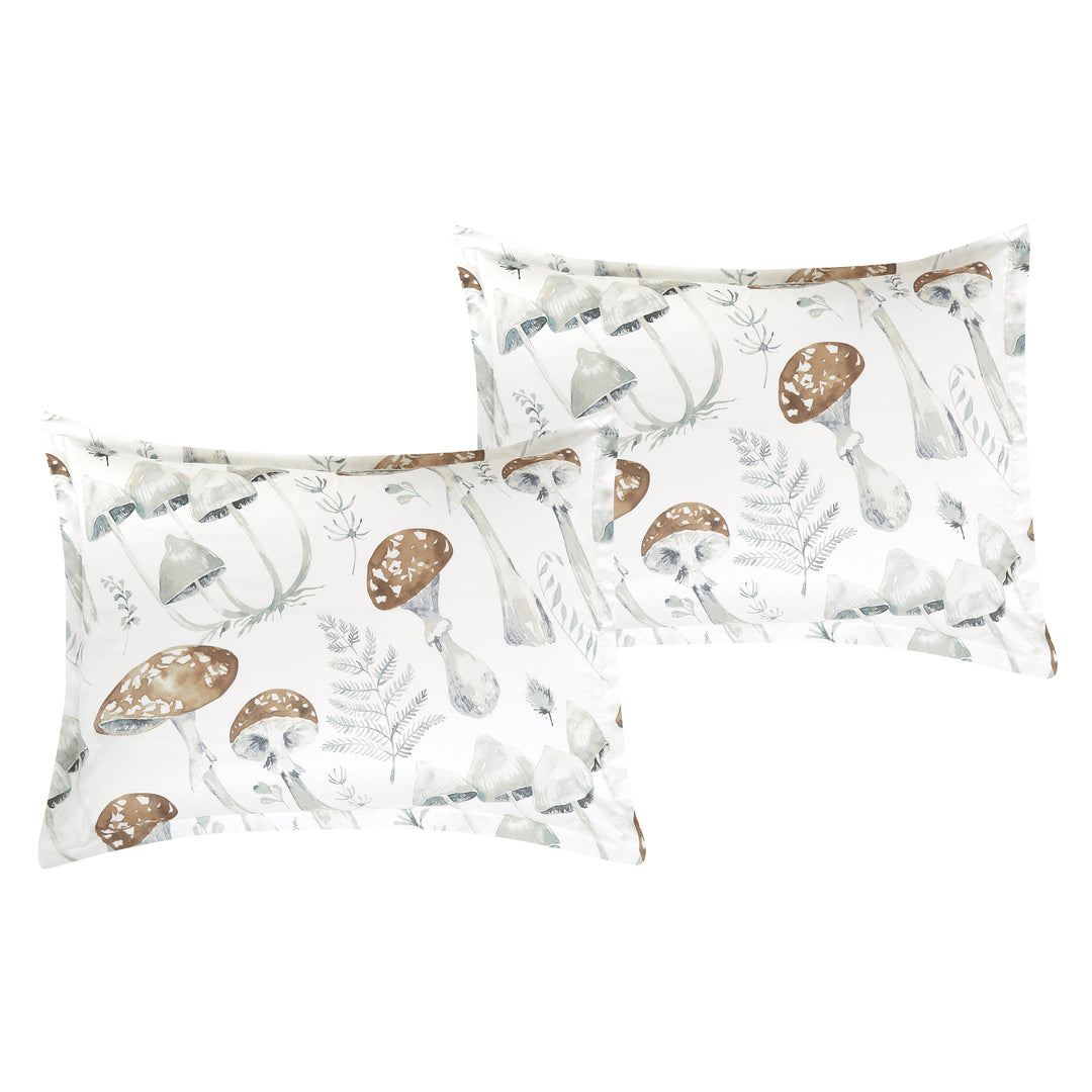 Closeout - 6 Piece Brown Mushroom Print Comforter Set Queen King Size