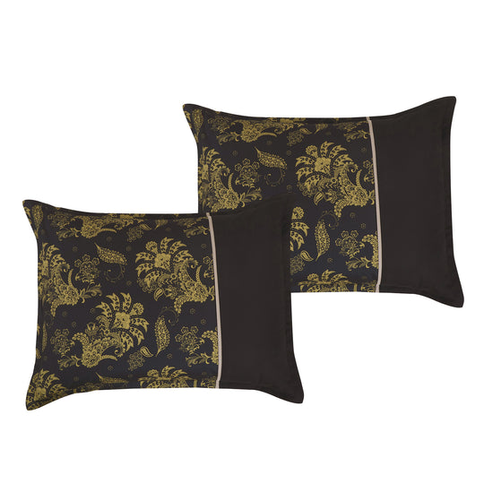 7-Piece Luxury Black & Gold Damask Comforter Set – Reversible Elegant Bedding for Queen/King