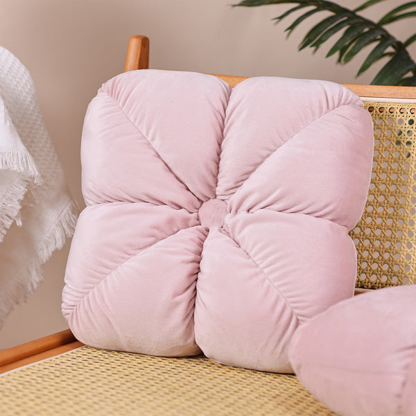 14" x 14" Velvet Flower Knot Throw Pillow Set of 2 – Decorative Floral Cushions (Multiple Colors Available)