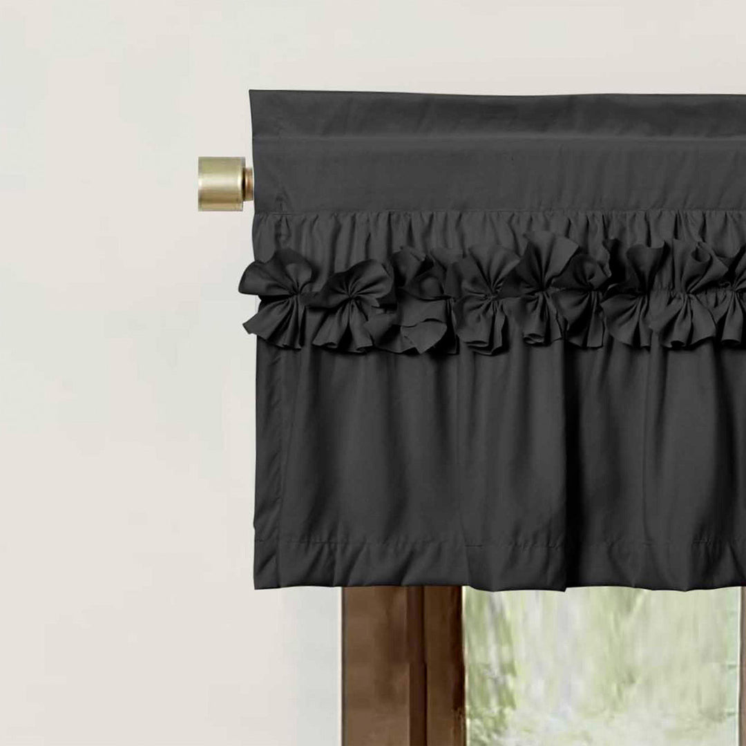 Handcrafted Bow Tie Blackout Ruffle Window Curtain Valances for Windows/Bathroom/Living Room/Bedroom (Set of 2)