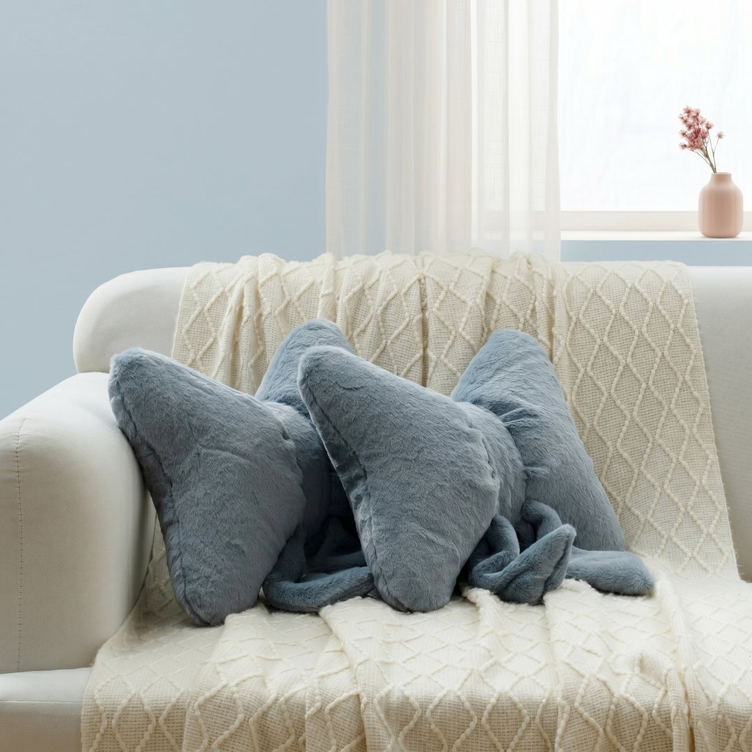 2 Pack Bow Shaped Pillows, Love Throw Pillows Gifts, Ultra Soft Faux Rabbit Fur Cute Pillows, Women Girls Kid Room Decor