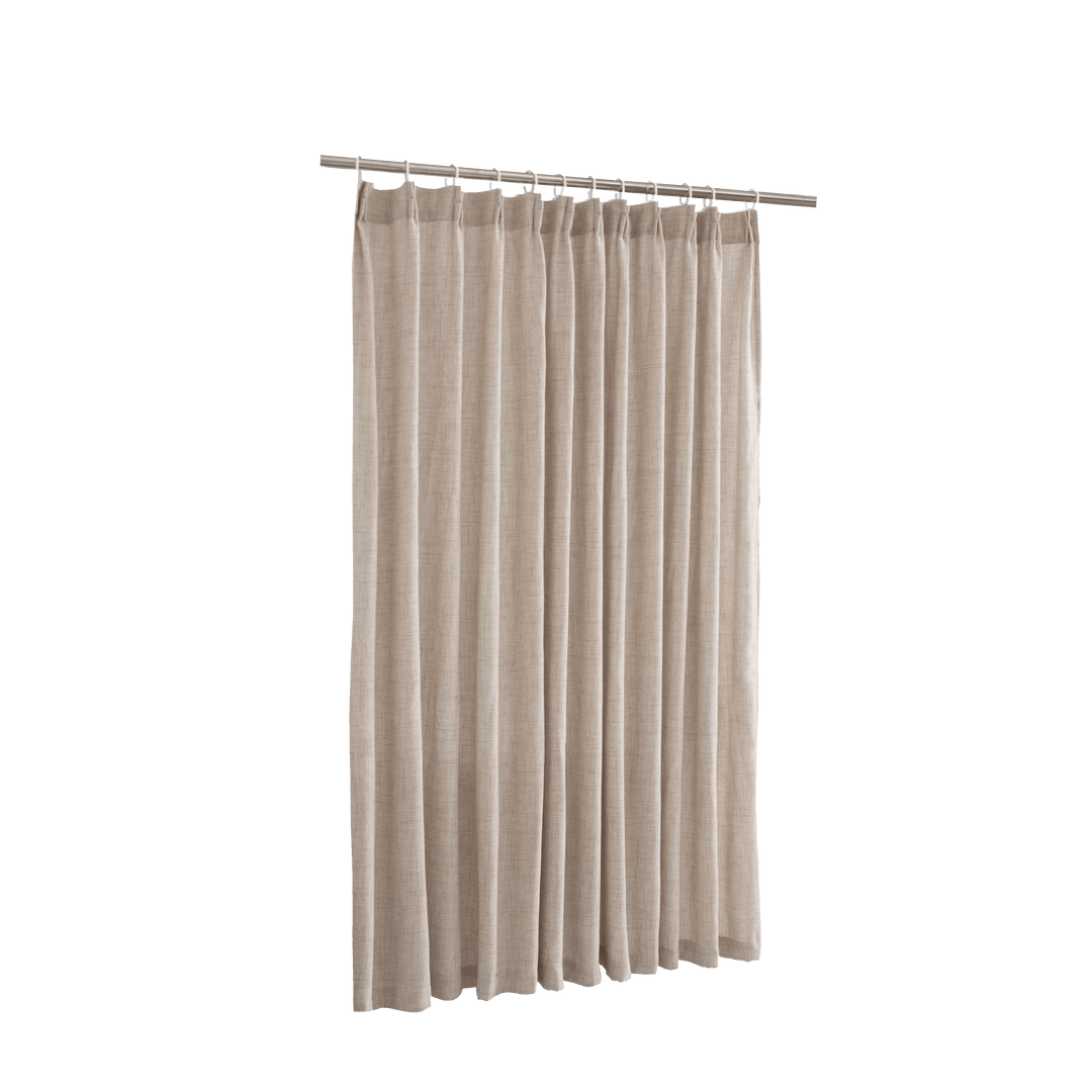 HIG Linen-Like Pinch Pleated Modern Neutral Solid Color Shower Curtain