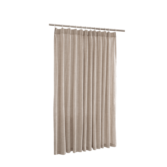 HIG Linen-Like Pinch Pleated Modern Neutral Solid Color Shower Curtain