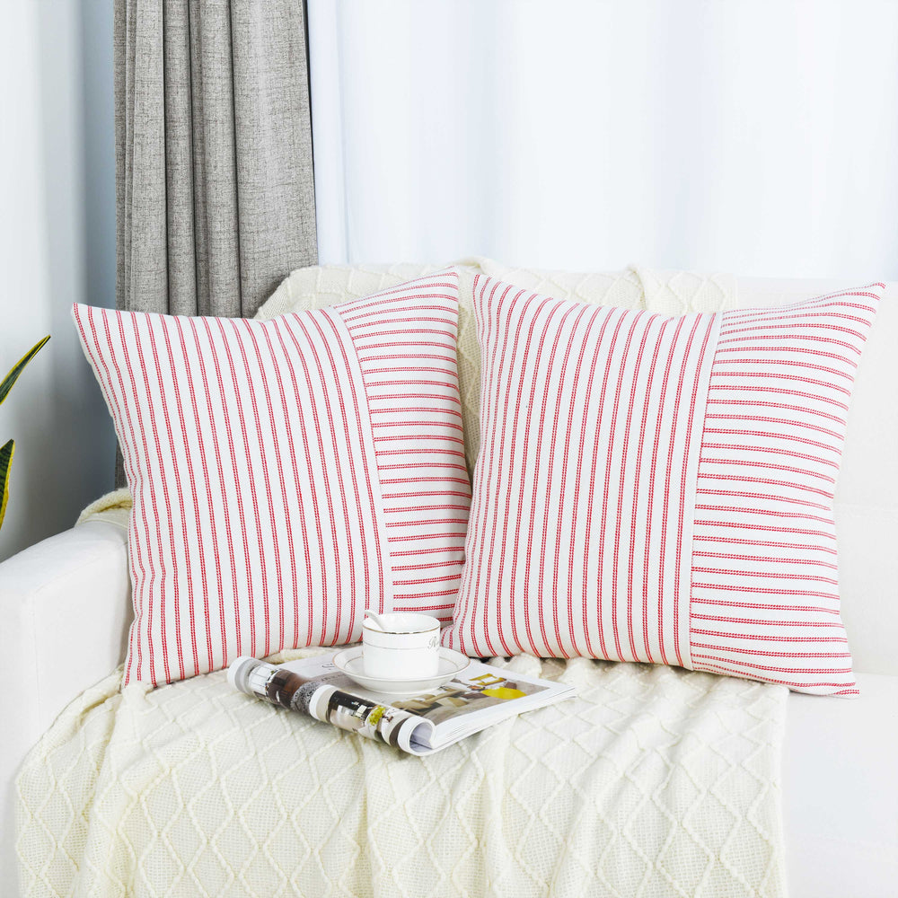 Closeout - Striped Linen Throw Pillow Covers - Set of 2, 18"x18",N60004