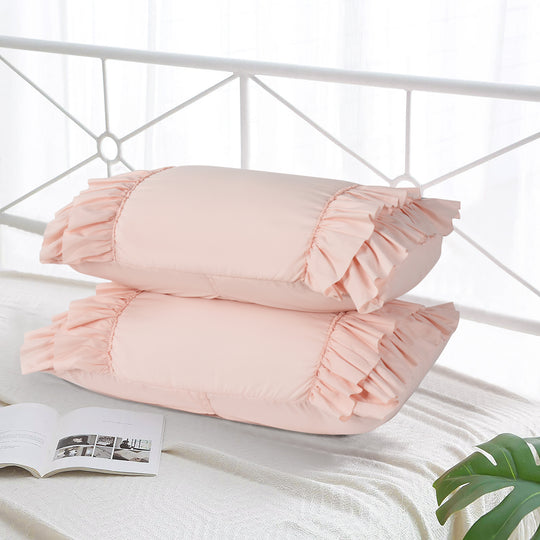 2 Piece Handcraft Chic Ruffle French Country Style Pillow Shams