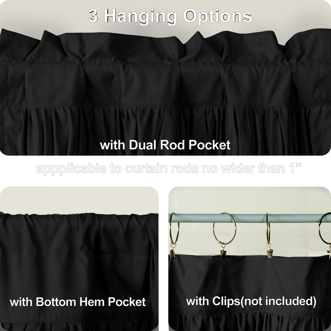 Ruffled Floral Applique Tier Curtains – Brushed Fabric Decorative Kitchen Curtains (Set of 2)