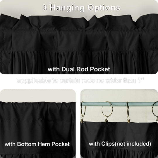 Ruffled Floral Applique Tier Curtains – Brushed Fabric Decorative Kitchen Curtains (Set of 2)