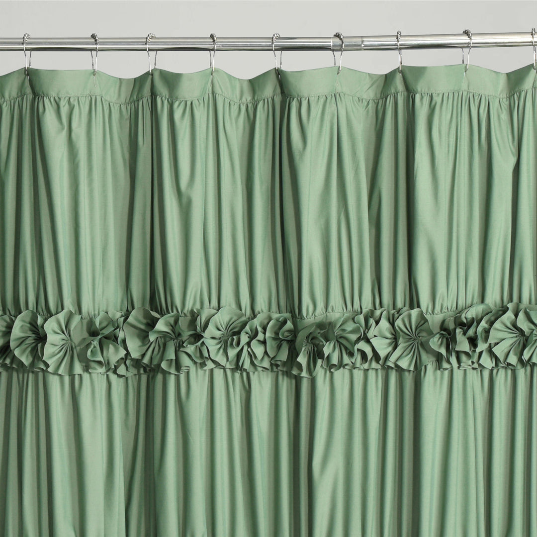 Luxurious Farmhouse Unique Pleated Cloth Fabric Shower Curtain 72x72 Extra Long Bathroom Curtain