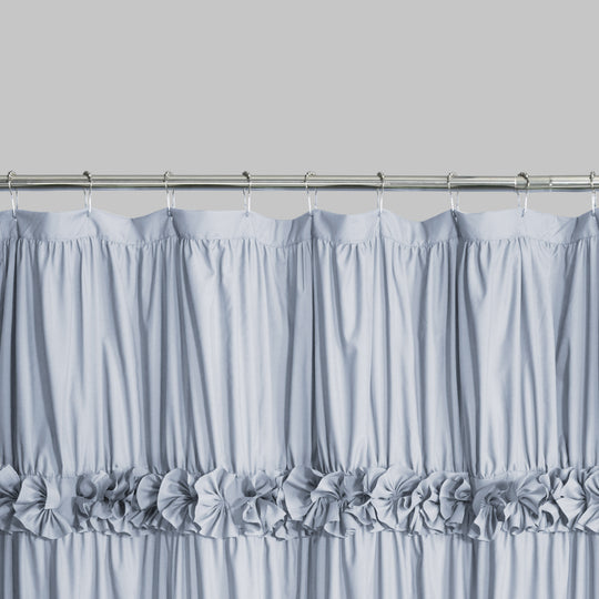 Luxurious Farmhouse Unique Pleated Cloth Fabric Shower Curtain 72x72 Extra Long Bathroom Curtain